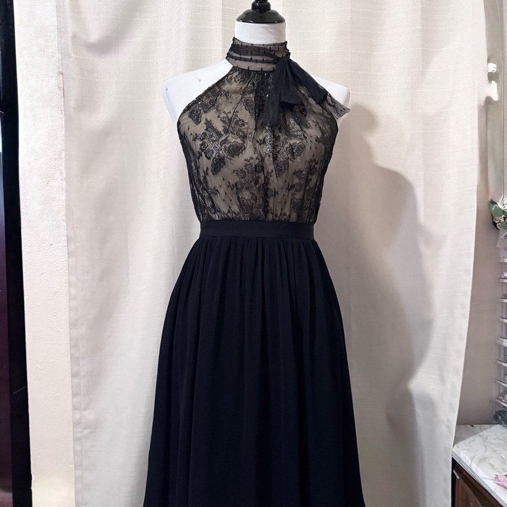 Slate & Willow Black Lace Floral Lace Maxi Dress sz 4 - Picture 6 of 9